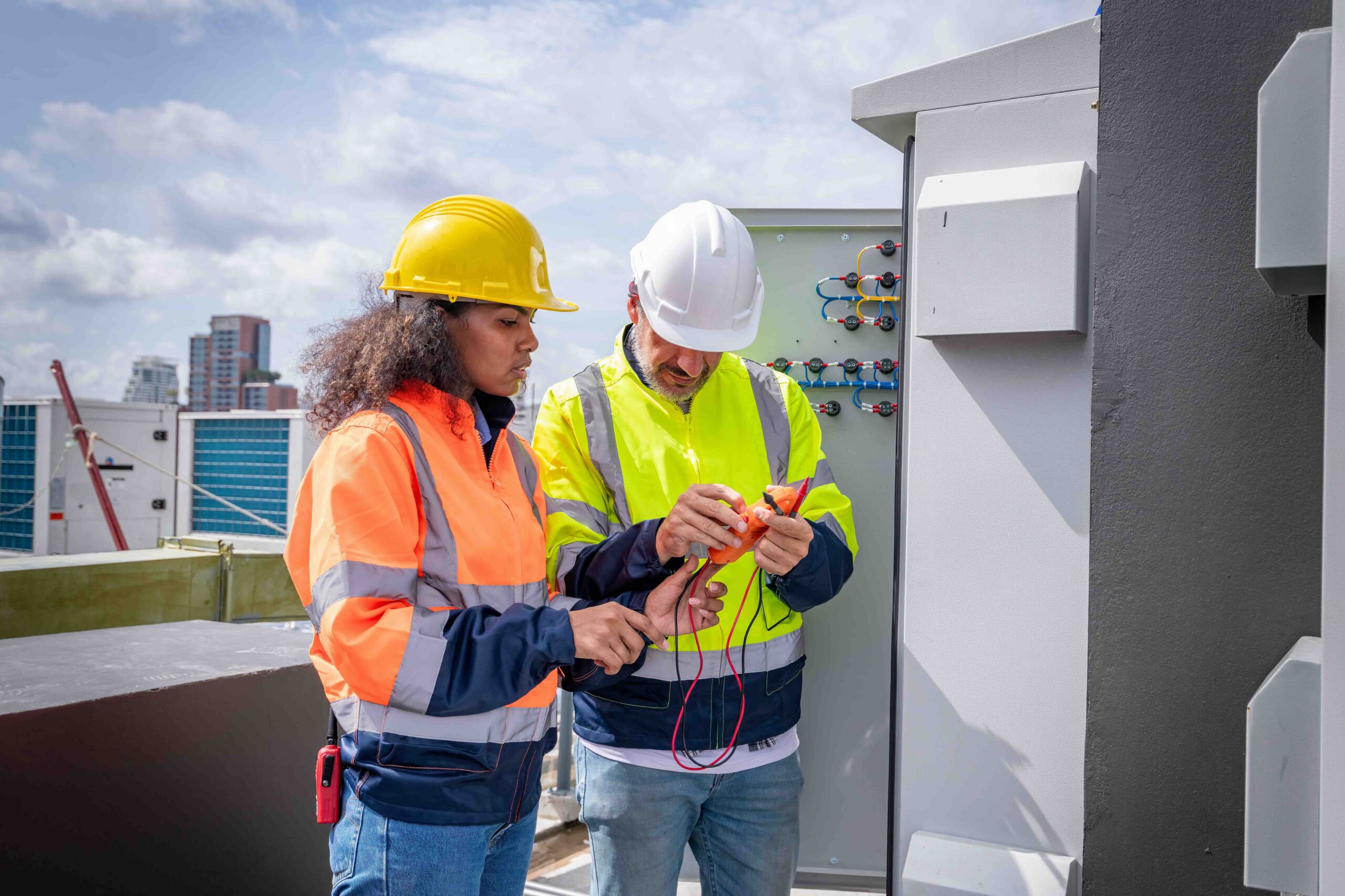 technicien travaillant sur une génératrice